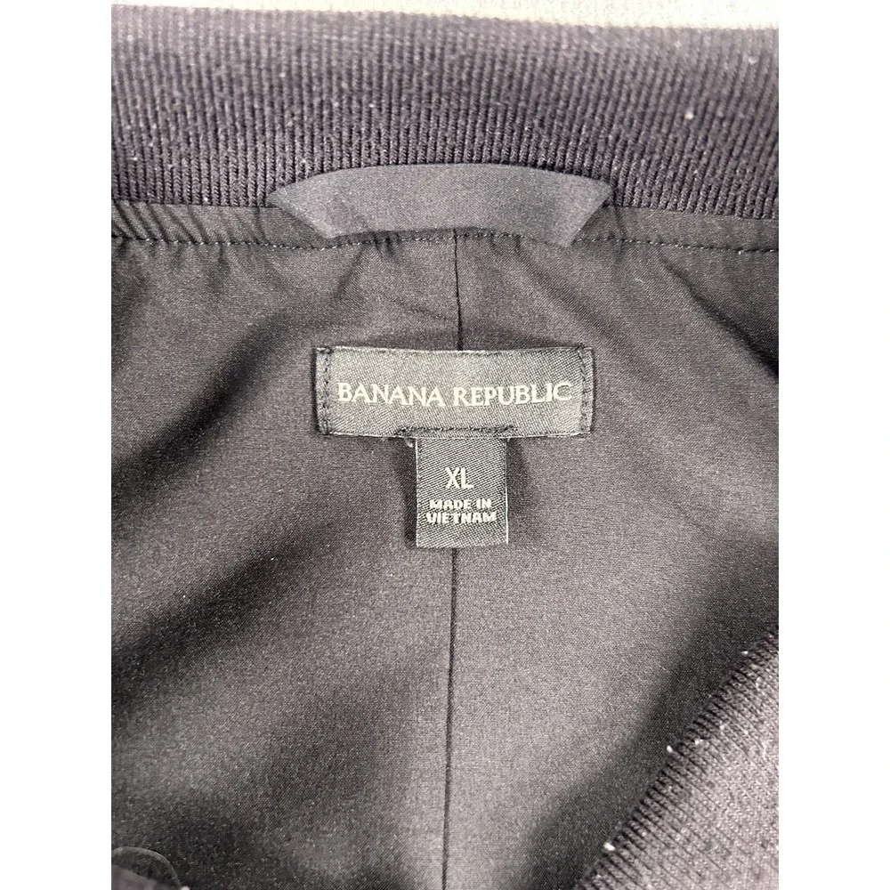 Banana Republic Mens Black Zip up Bomber Jacket XL Preppy Fall